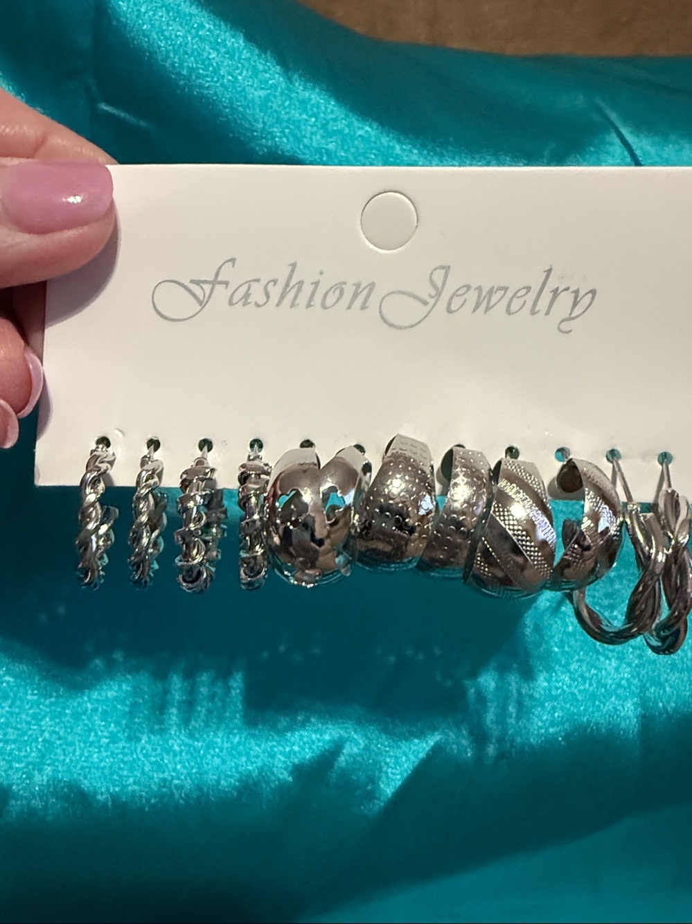 Fashion Jewelry Silver Tone Hooped 6 Earring Set Lot T